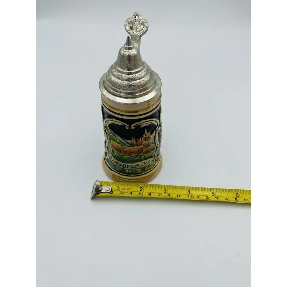 German Heidelberg Lidded Beer Stein Decorative Collectible Perkeo Scene